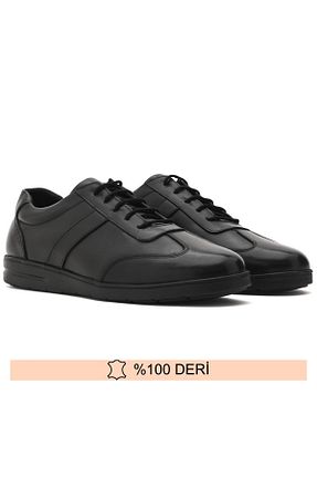 کفش کژوال مشکی مردانه چرم خالص Fine Ayakkabıcılık - کد 879878540