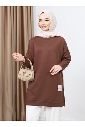 تونیک حجاب قهوه ای زنانه بافت Miyalon - کد 833549957