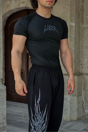 تیشرت اسپرت مشکی مردانه رگولار Liber - کد 939861543