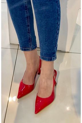 کفش پاشنه بلند کلاسیک قرمز زنانه چرم لاکی TUĞBALİ - کد 939853777