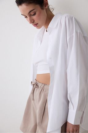 پیراهن سفید زنانه اورسایز Penti - کد 922277669