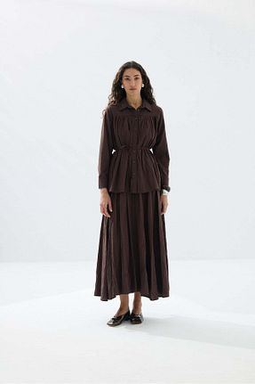 ست بالاتنه و پائین تنه قهوه ای زنانه بافتنی Tailors Room - کد 939866593