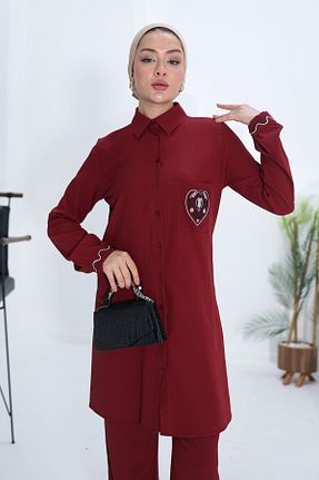 ست گرمکن زرشکی زنانه پلی استر TOFİSA - کد 869577565