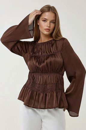 بلوز قهوه ای زنانه بافت دار Hiccup - کد 933060163