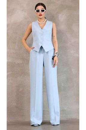 ست بالاتنه و پائین تنه آبی زنانه بافتنی NÜANS MODA - کد 939941153