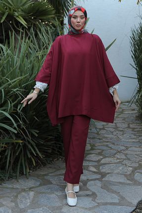 ست گرمکن زرشکی زنانه پلی استر TOFİSA - کد 834260761