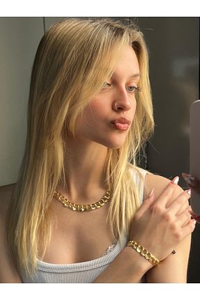 گردنبند جواهر زرد زنانه برنجی MOD10 - کد 939947587