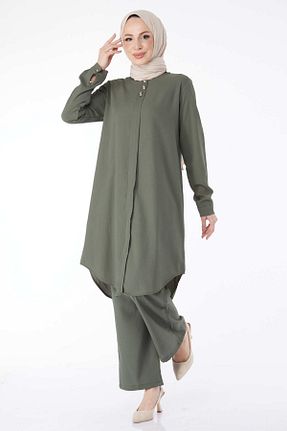 ست بالاتنه و پائین تنه حجاب خاکی زنانه رگولار TOFİSA - کد 807772324