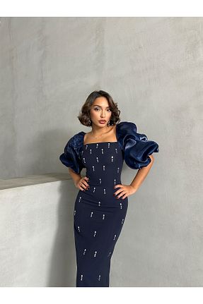 لباس مجلسی و فارغ التحصیلی سرمه ای زنانه ساتن Housebutik - کد 939962111
