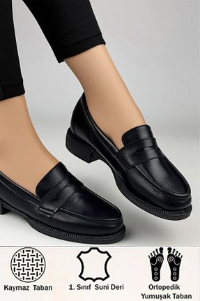 کفش لوفر مشکی زنانه چرم مصنوعی CEYDA SHOES - کد 917242665