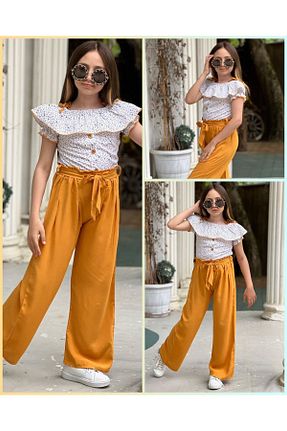 ست بالاتنه و پائین تنه نارنجی بچه گانه بافتنی WARDA - کد 940060534