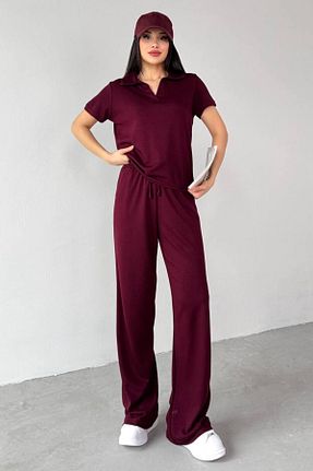ست بالاتنه و پائین تنه زرشکی زنانه بافتنی Gameyal - کد 939971610
