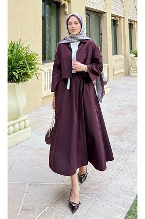 ست بالاتنه و پائین تنه حجاب زرشکی زنانه رگولار Adalenna Moda - کد 939969142