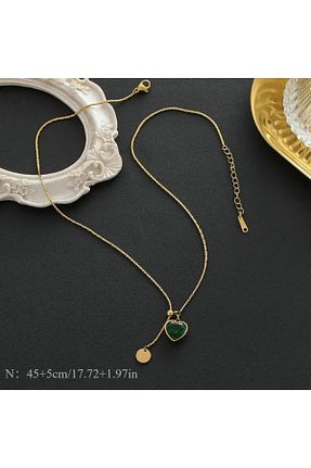 گردنبند استیل ( فولاد ) سبز زنانه استیل ضد زنگ Takıtolia - کد 939976338
