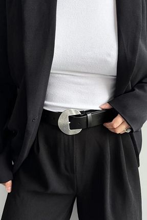 کمربند مشکی زنانه چرم مصنوعی leonas - کد 939982490