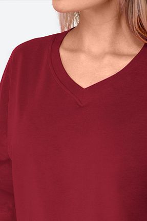 تیشرت زرشکی زنانه اورسایز Happyfox - کد 830514893