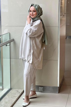 ست بالاتنه و پائین تنه طوسی زنانه بافتنی Ghisa - کد 927345599