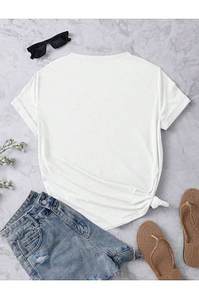 تیشرت سفید زنانه Relaxed caddekombin - کد 939984254