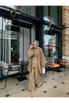 ست بالاتنه و پائین تنه قهوه ای زنانه بافتنی Butik - کد 939979015