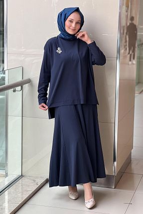 ست بالاتنه و پائین تنه سرمه ای زنانه بافتنی Nurcan Çetin - کد 928950775