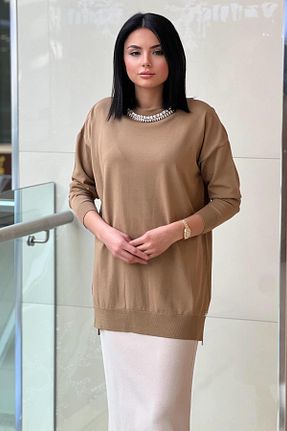 تونیک قهوه ای زنانه بافتنی Missemramiss - کد 919853956