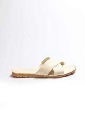 دمپائی بژ زنانه چرم مصنوعی Fast Step - کد 43211095