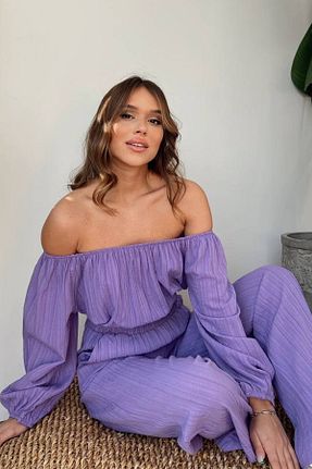 ست بالاتنه و پائین تنه بنفش زنانه بافتنی FASHION COCKTAIL - کد 732168783