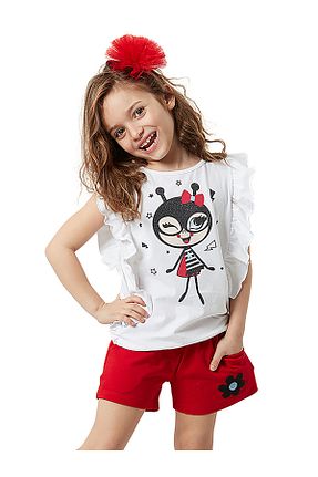 شلوارک و برمودا قرمز بچه گانه رگولار Denokids - کد 4738457