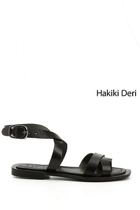 صندل مشکی زنانه پاشنه تخت GÖNDERİ(R) - کد 902903533