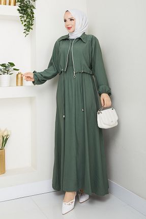 ست بالاتنه و پائین تنه حجاب خاکی زنانه A-line modapark.ist - کد 940089276