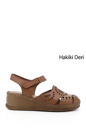 صندل قهوه ای زنانه پاشنه پر GÖNDERİ(R) - کد 820297921