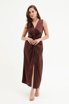 لباس قهوه ای زنانه ساتن Lafaba - کد 940111382