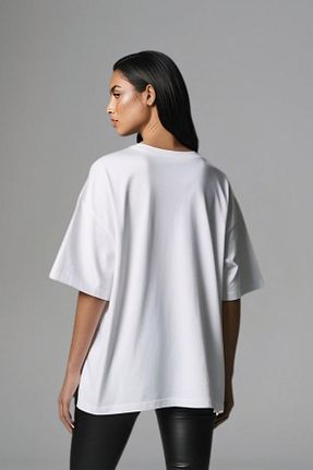 تیشرت سفید زنانه اورسایز Butik - کد 940110752