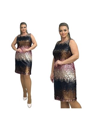 لباس مجلسی سایز بزرگ رنگی زنانه یقه دوچرخه TESSY - کد 940194993