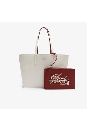 کیف دوشی سفید زنانه چرم مصنوعی Lacoste - کد 940176943