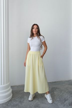 شلوار زرد زنانه بافتنی Hatun Atila - کد 939118145