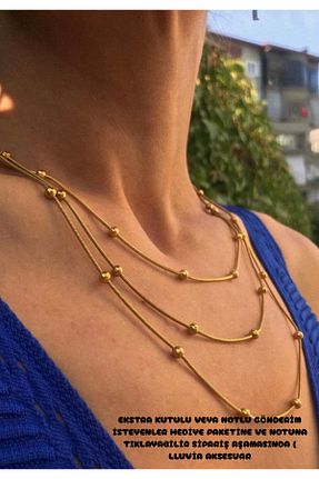 گردنبند استیل ( فولاد ) طلائی زنانه استیل (فولاد) Genel Markalar - کد 670402335
