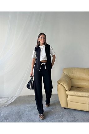 ست بالاتنه و پائین تنه مشکی زنانه بافتنی Amaze - کد 940203566
