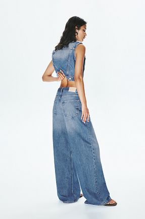 شلوار جین آبی زنانه پاچه زیپ دار Pull & Bear - کد 937233483