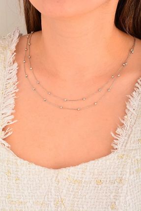 گردنبند طلا سفید زنانه 14 عیار Cebeci - کد 148029756