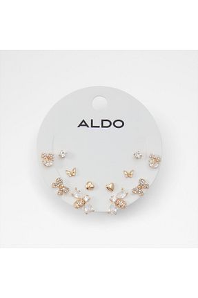 گوشواره استیل (فولاد) طلائی زنانه سنک زیرکون Aldo - کد 905721843