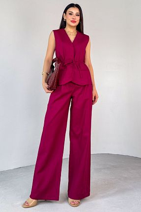 ست بالاتنه و پائین تنه رنگی زنانه کتان Cappmoda - کد 940272170