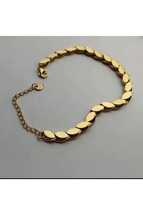 دستبند استیل (فولاد) طلائی زنانه استیل (فولاد) DEMOKAN - کد 786695624