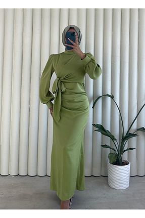 لباس مجلسی حجاب خاکی زنانه یقه ایستاده modadeywearst - کد 890838798