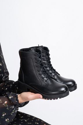 بوت / نیم بوت مشکی زنانه چرم خالص Dericalle shoes - کد 783994345