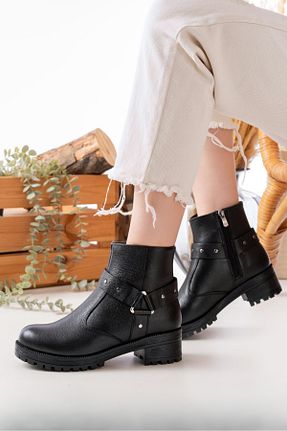 بوت / نیم بوت مشکی زنانه چرم خالص Dericalle shoes - کد 841672206