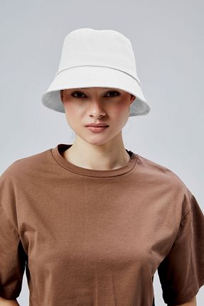 کلاه سفید زنانه پنبه ای derikem - کد 814460523