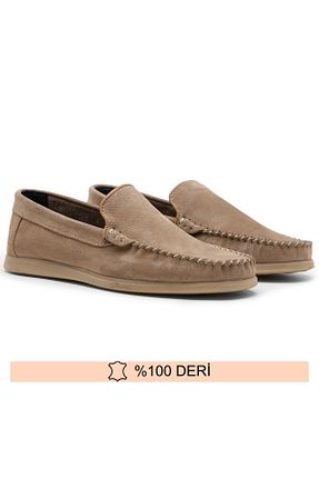 کفش لوفر بژ مردانه چرم خالص Fine Ayakkabıcılık - کد 925934955