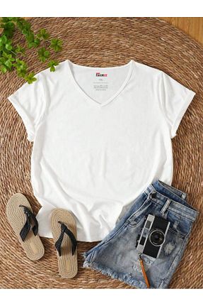 تیشرت سفید زنانه رگولار FAVORİST - کد 834824158