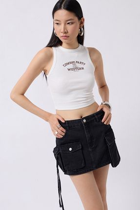 دامن طوسی زنانه جین Black Fashion - کد 831408563